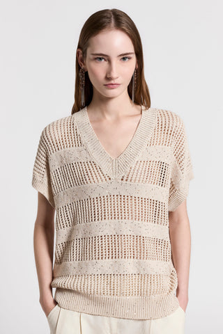 Pure cotton V-neck sweater