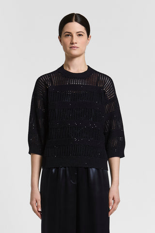 Maglia in puro cotone e paillettes