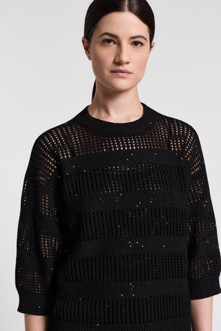 Maglia in puro cotone e paillettes