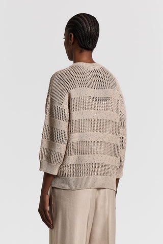 Sequined pure cotton sweater