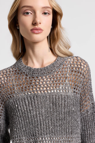 Sequined linen mouliné sweater