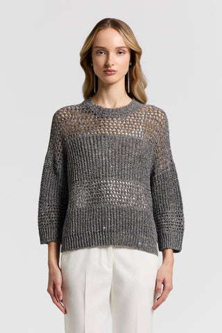 Sequined linen mouliné sweater