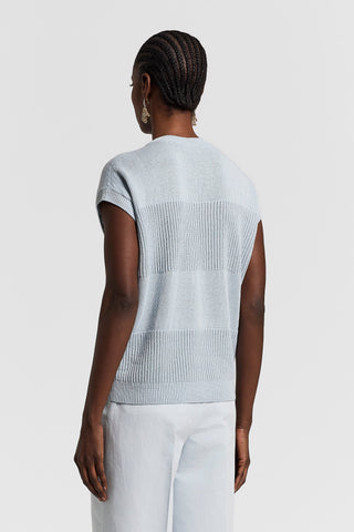 Cotton/linen short-sleeved sweater