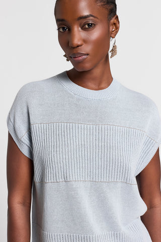 Cotton/linen short-sleeved sweater