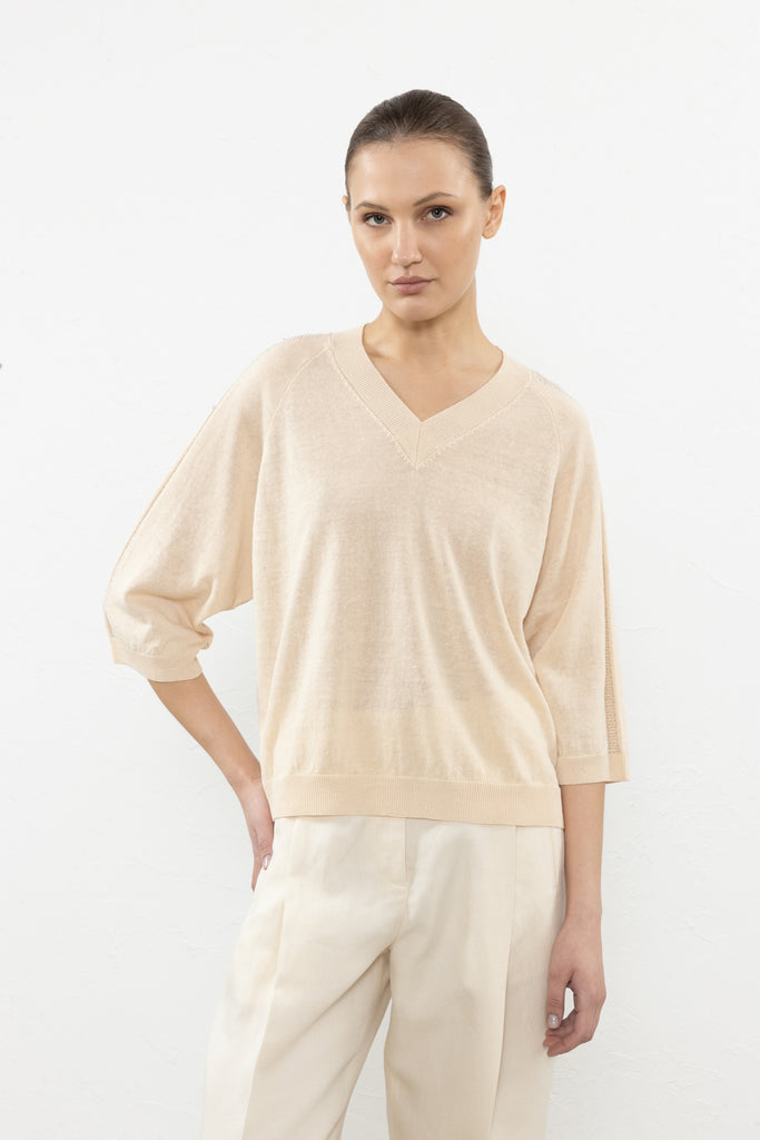 Linen cotton crepe sweater  