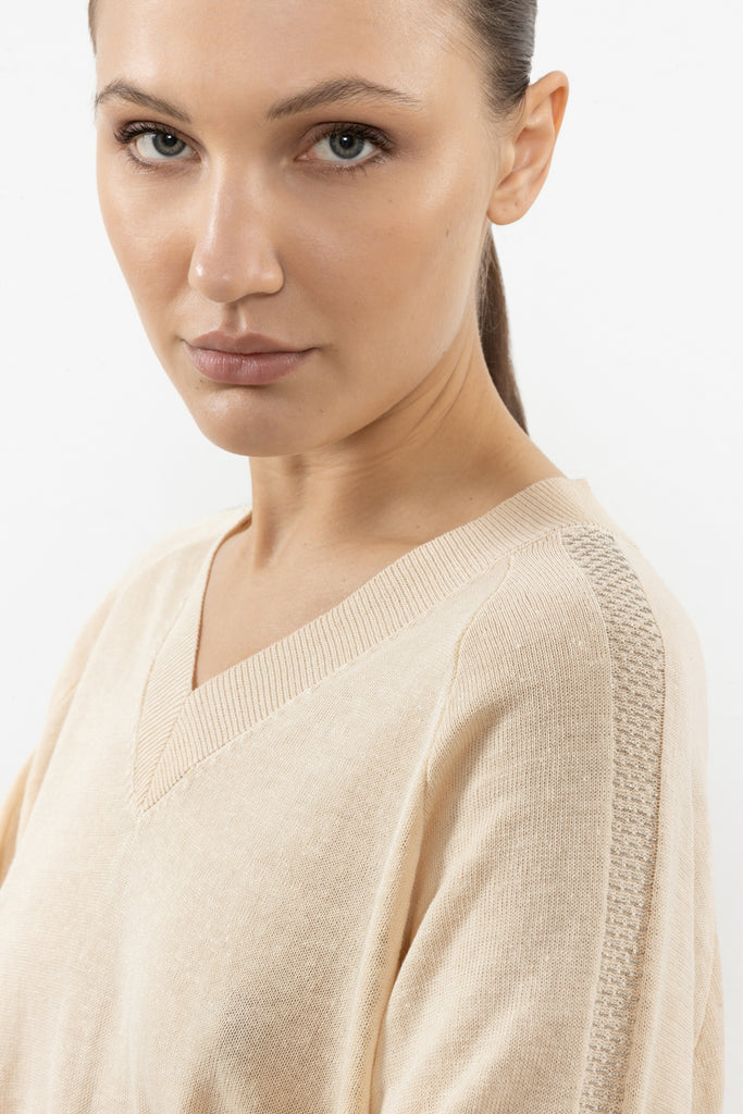 Linen cotton crepe sweater  