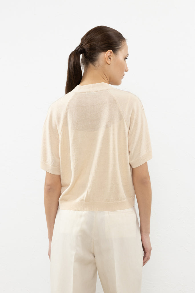 Cropped linen cotton crepe cardigan  