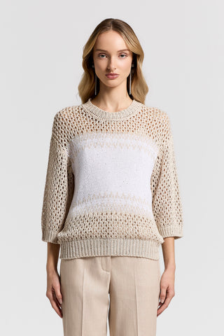 Micro-sequined cotton sweater