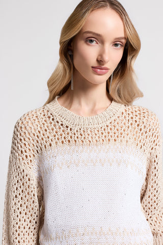 Micro-sequined cotton sweater