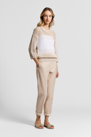 Micro-sequined cotton sweater