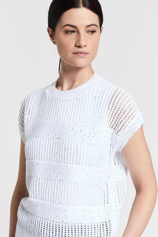 Maglia in puro cotone e paillettes
