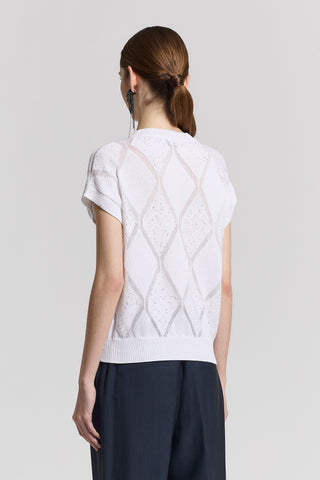 Sequined pure cotton sweater