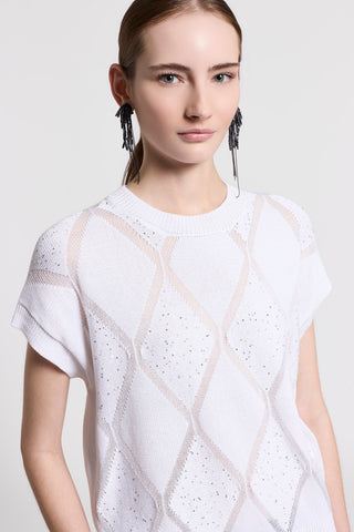 Sequined pure cotton sweater