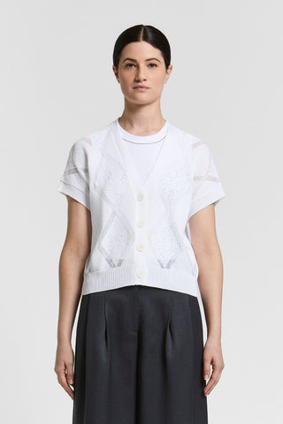 Cardigan in puro cotone e paillettes