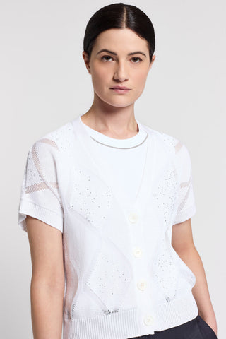 Cardigan in puro cotone e paillettes
