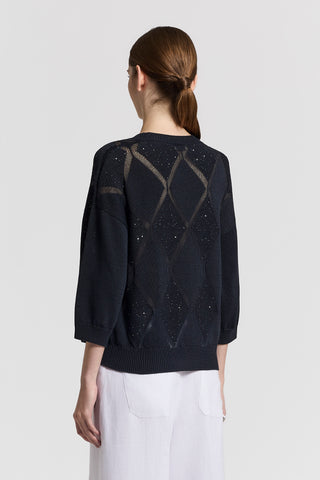 Pure cotton sweater with inlaid pattern