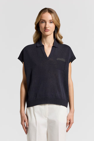 Maglia polo in lino cotone