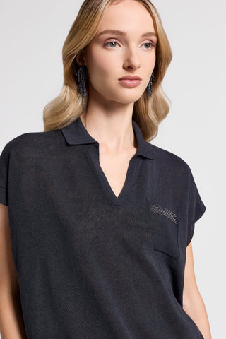 Maglia polo in lino cotone