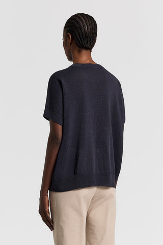Linen and cotton short-sleeved sweater