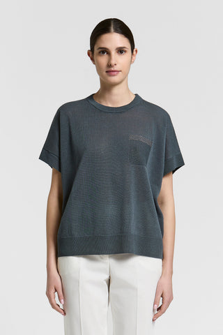 Maglia in lino e cotone maniche corte
