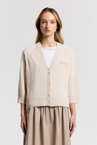 Cotton/linen-yarn cardigan