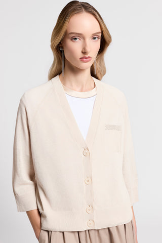 Cotton/linen-yarn cardigan