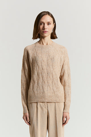 Maglia a trecce in alpaca e paillettes