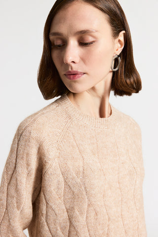 Maglia a trecce in alpaca e paillettes