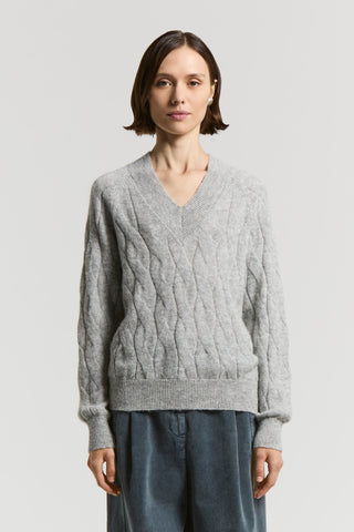 Alpaca V-neck jumper with sequins