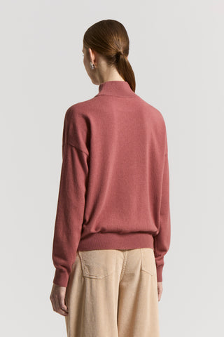 Polo-neck wool, silk and cashmere jumper