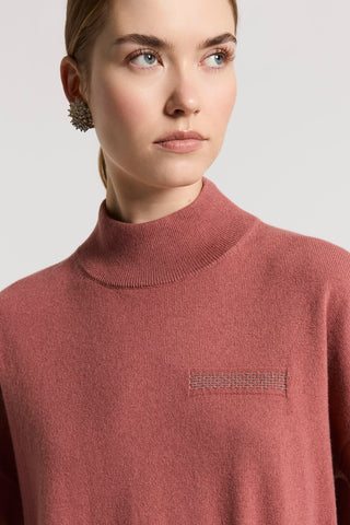 Polo-neck wool, silk and cashmere jumper