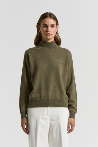 Maglia collo alto in lana seta cashmere
