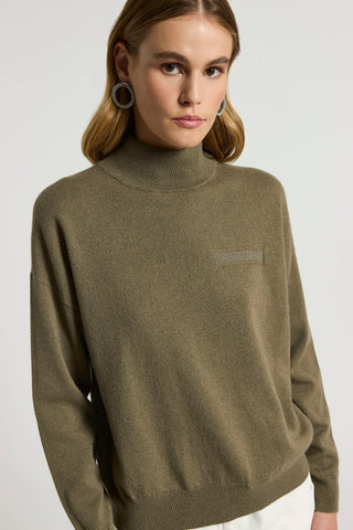 Maglia collo alto in lana seta cashmere