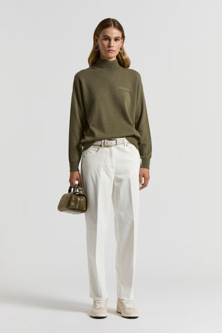 Maglia collo alto in lana seta cashmere