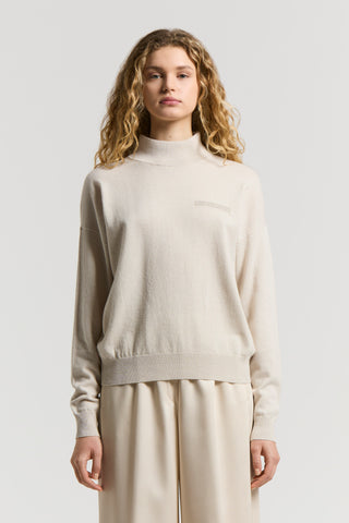Polo-neck wool, silk and cashmere jumper