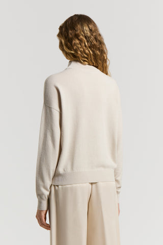 Polo-neck wool, silk and cashmere jumper