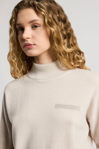 Polo-neck wool, silk and cashmere jumper