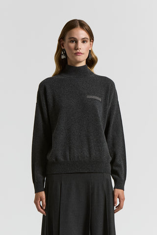 Maglia collo alto in lana seta cashmere