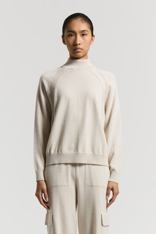 Cashmere, silk and wool mock-polo-neck jumper