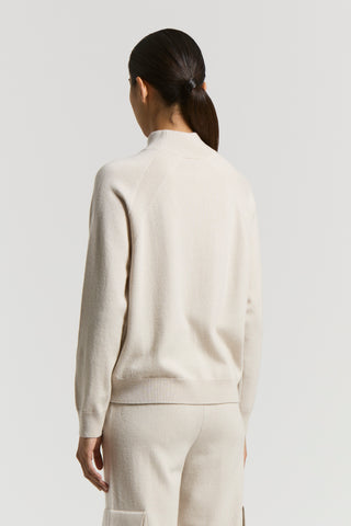 Cashmere, silk and wool mock-polo-neck jumper
