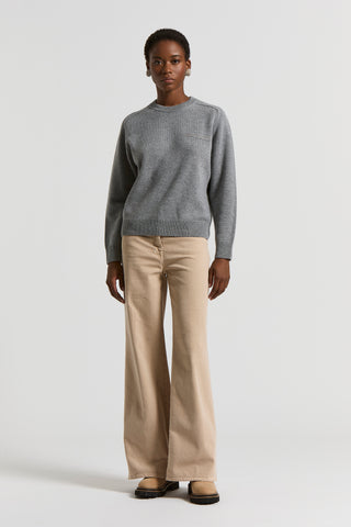 Maglia girocollo in lana seta cashmere