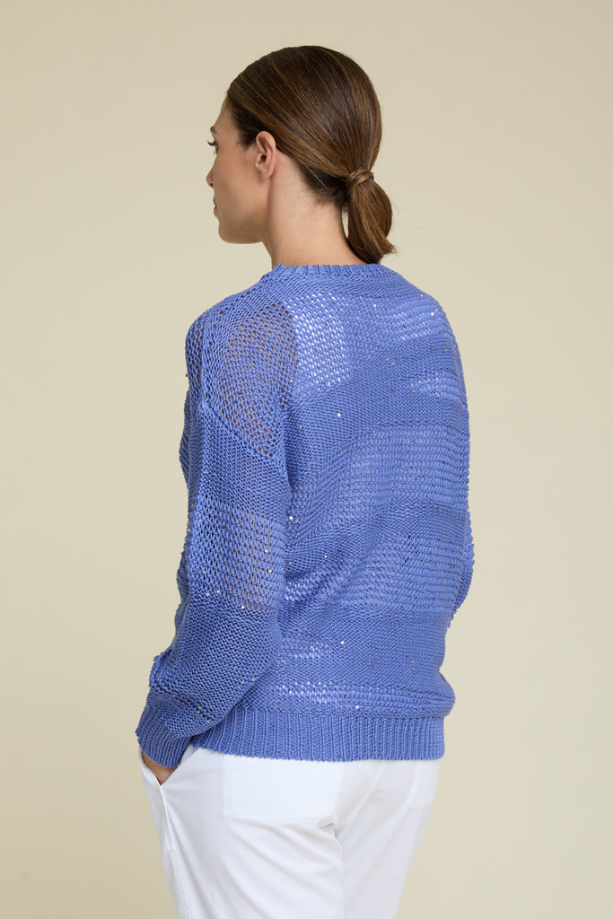 Sweater in pure cotton  with paillettes  