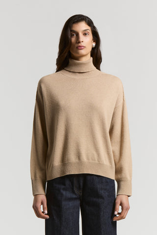 Pure cashmere polo-neck jumper