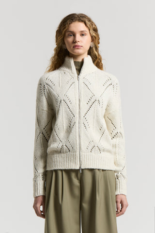Alpaca-blend cardigan with zip