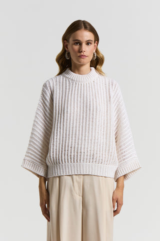 Maglia in soffilo di lana e alpaca effetto bagnato