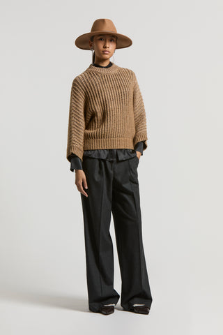 Wet-effect blown wool and alpaca jumper