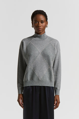 Maglia a rombi in lana seta cashmere