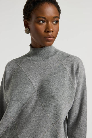Maglia a rombi in lana seta cashmere