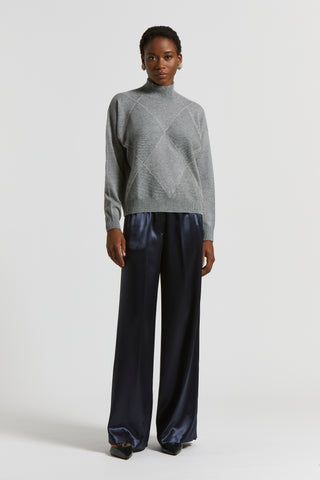 Shiny viscose satin trousers