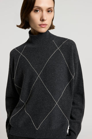 Cashmere, silk and wool jumper with diamond detailing
